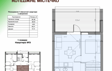 Продаж 1к квартира 36.3 м2 з двориком, Боярка – Білогородка АКЦІЯ
